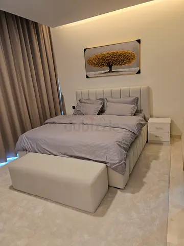 Queen upholstered bed frame