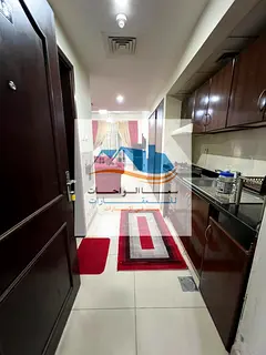 Furnished studio apartment with balcony overlooking Sheikh Khalifa Street in Ajman, Al Nuaimiya 1, A