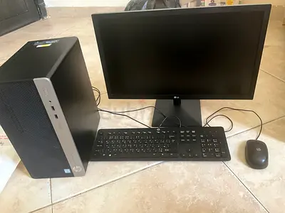 FULL PC SET-UP-HP Desktop PC with 22 LG Monitor, Keyboard  Mouse - Ready to Use