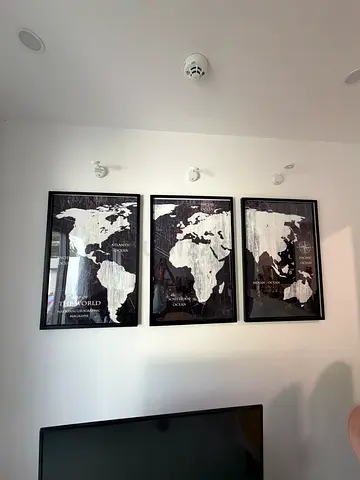 Set of 3 Framed World Map Wall Art Prints (Black  White)