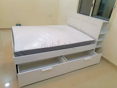IKEA brimness double + headbord size bed with 4 storage drawers underneath and with IKEA mattress