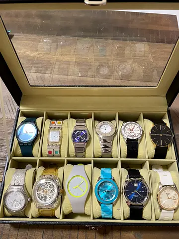 Box of 12 Mixed Mens  Womens Watches in Display Case