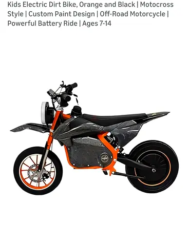 Kids Electric Dirt Bike - Orange  Black, Off-Road Motocross Style (Ages 7-14)