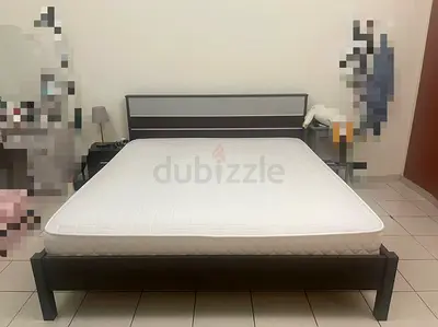 1.8×2.0 Double Bed Frame with Mattress - Good Condition