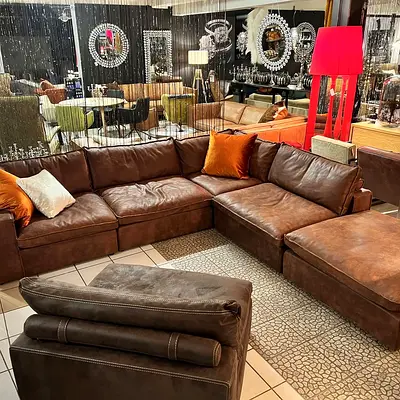 Marina home Leather Sofa and footstool