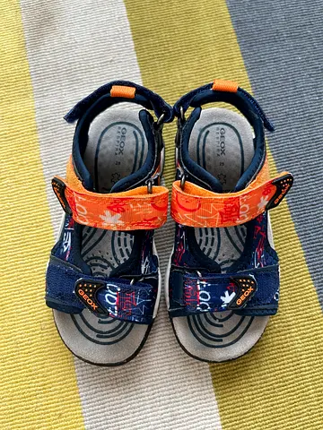 Geox Kids Navy  Orange Velcro Sandals - Size 25