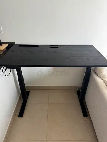 Dark wood electric stand/sit desk