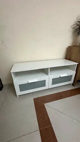 White TV Unit / Media Console with Storage Drawers