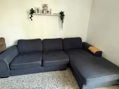Gray L-shaped 3-seater Sectional Sofa with Chaise - Good Condition