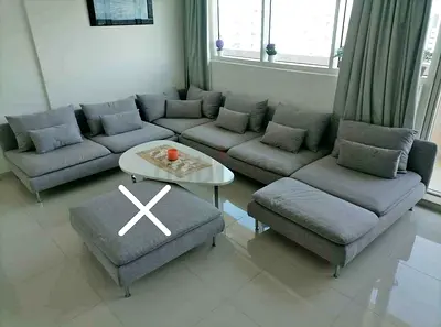 Ikea Sodhremn U Shape Sofa Light grey modular sectional sofa with ottoman