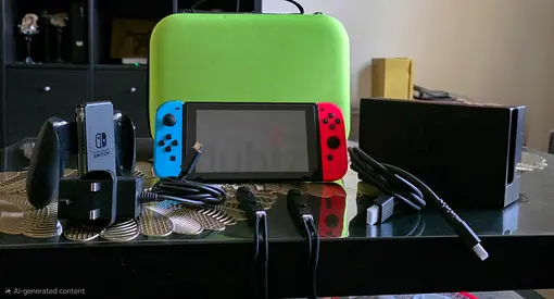 Nintendo Switch 2019 Model (HAC -001(-01)) with 3 Games, Amazon Basics Carrying Case and Game Case