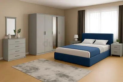 Blue Upholstered Bed