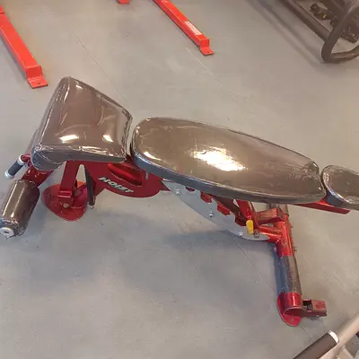 Adjustable weight bench with preacher curl pad — used gym bench