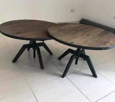 Set of 2 Blain Industrial Pottery Barn Round Coffee Tables