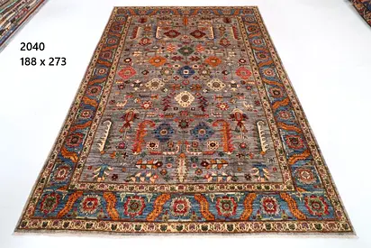 Afghan wool Handmade Middle Eastern/Indian Wool Rug - 188 x 273 cm, neutral tones veg dye colors