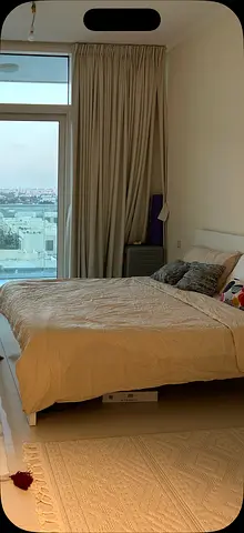 Queen size bed frame with mattress and pillows (without bed set)