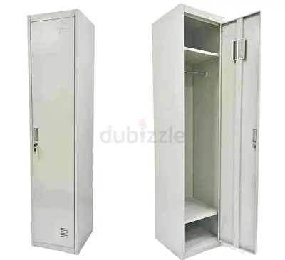 Single Metal Locker Cabinet - Tall Storage Wardrobe with Shelf and Hanging Rail