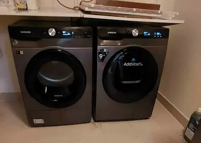 Samsung Front Load Washer and Dryer Set (AddWash) - Grey, Excellent Condition