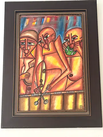 Framed Figurative Artwork – Expressive Cultural Painting