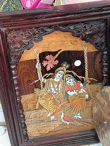 Krishna wooden wall frame