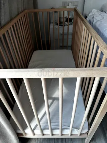 IKEA Solid Wooden Baby Crib / Cot in Light Oak — Good Condition