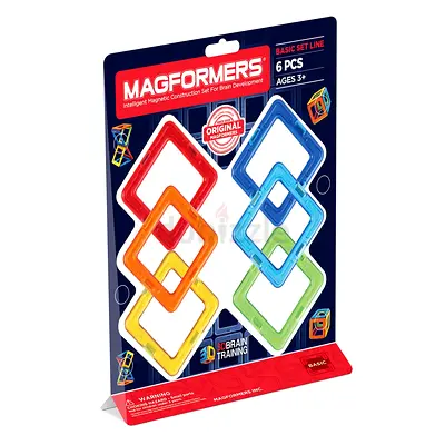 Magformers Basic Set - 6pcs Magnetic Building Squares (Ages 3+)