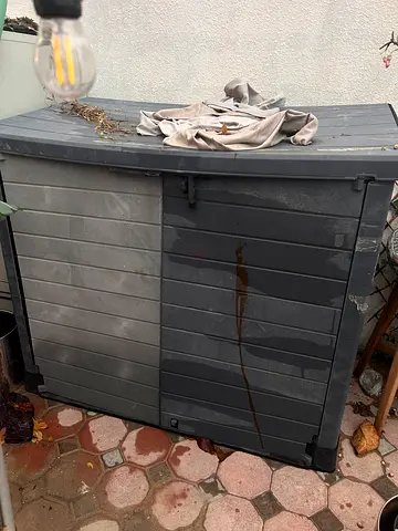 Outdoor Plastic Storage Box / Deck Box - Grey, Used