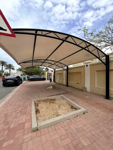 Used Outdoor Car Parking Shade Canopy - Metal Frame with Fabric Cover