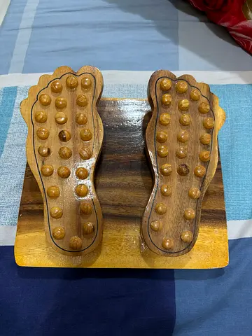 Wooden Foot Reflexology Massage Roller - Pair on Board