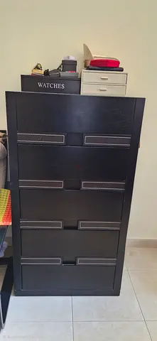 Bedroom set: bed 180x200 Black 5-Drawer chest, bedside drawer / Bedroom Chest, mirror Good Condition