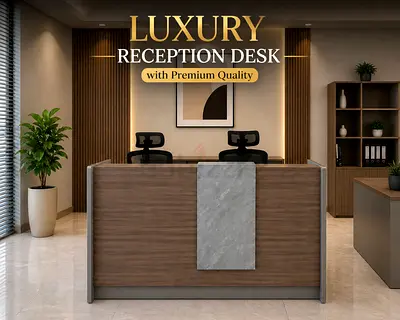 Modern Office Reception Desk – Wooden Front Counter Table For Office UAE