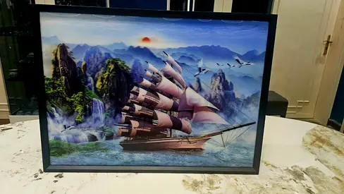 3d Framed Sailing Ship Wall Art - Colorful Seascape Print