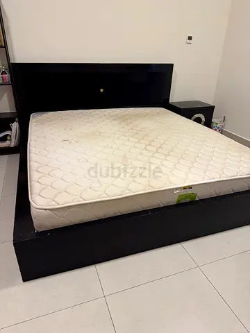 King Size Bed Frame only with side table - Black