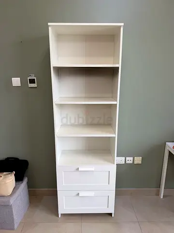 IKEA white shelving unit with cabinet - good condition