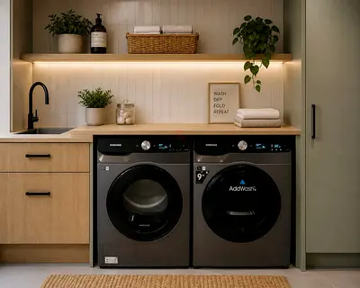 Samsung Front Load Washer and Dryer Set - AddWash,Al control wifi supported