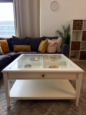 White Glass-Top Coffee Table in Good Condition