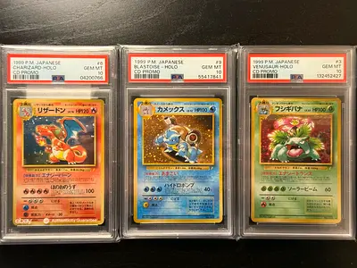 1999 CD Promo Trio Pokemon Cards (Charizard, Blastoise, Venusaur) PSA Gem Mint 10 !!