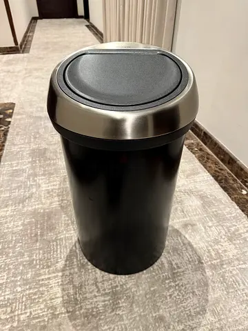 Cylinder Stainless Steel Touch Trash Bin - Black