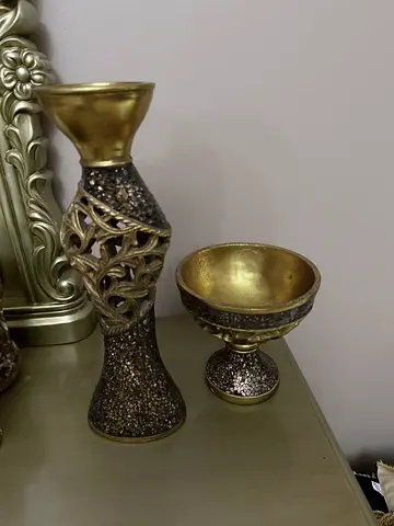 Pair of Decorative Brass-Effect Vases/Bowls - Used, Good Condition