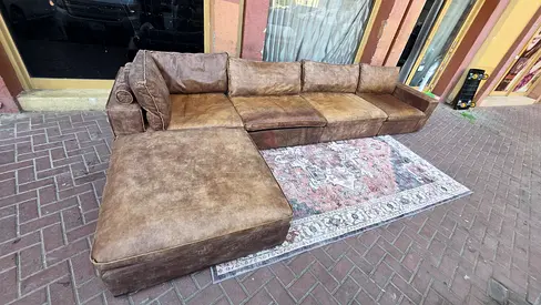 Marina Home Leather modular sofa with footstool