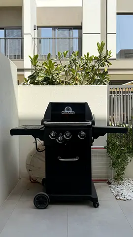 Used Outdoor Gas BBQ Grill with Side Shelves - Good Condition