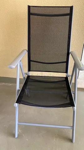 Outdoor Patio 6 Folding Mesh Chairs - Comfortable Armrest Seating