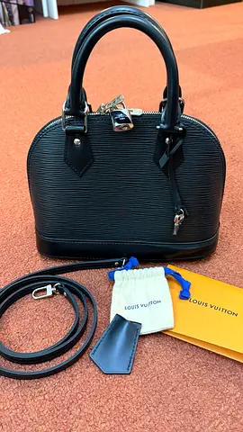 Black Louis Vuitton Alma BB Epi Leather Handbag with Strap