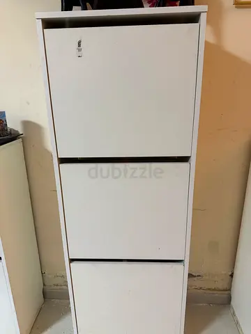 White 3-Compartment Storage Cabinet / Shoe Organizer