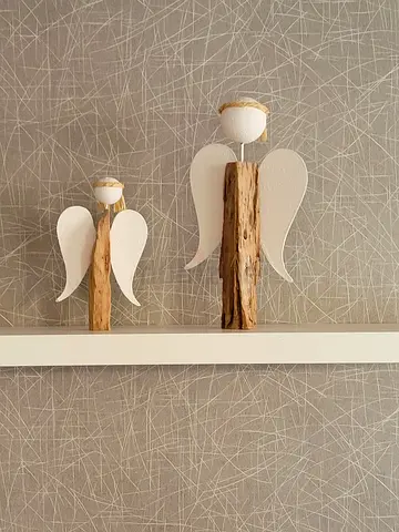 Handcrafted Driftwood Angel Wall Decor - Set of 2