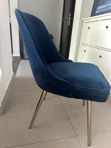 Dinning table and buffet matching color along with 6 dark blue chairs
