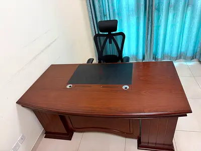 Solid Wood Executive Office Desk with Leather Inlay  SIHOO make chair