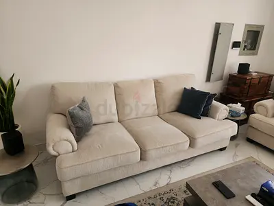 REDUCED TO SELL Light beige 3-seater fabric sofa and 2 seater sofa great condition