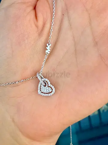 New Michael Kors Sterling Silver Heart Necklace - Original Box