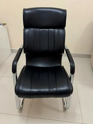 Black Leather Visitor/Conference Chair with Chrome Frame - 4 chairs